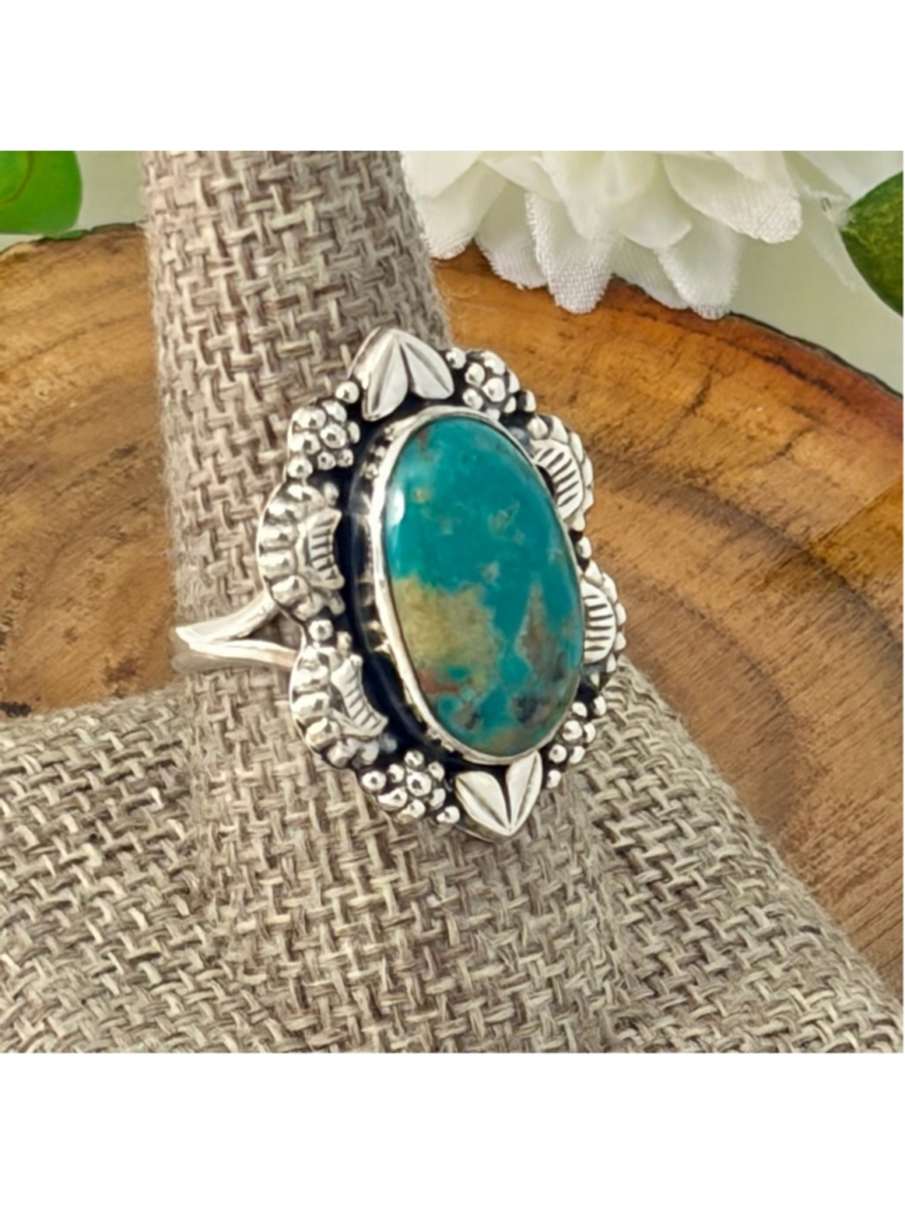 Sonoran Gold Turquoise Navajo Style Ring Size 8 1/4 8.5 Pure Sterling Silver 925 - Picture 9 of 13